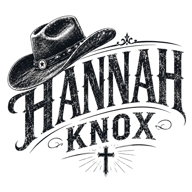 Hannah Knox logo: a tilted cowboy hat above the name, with a cross below